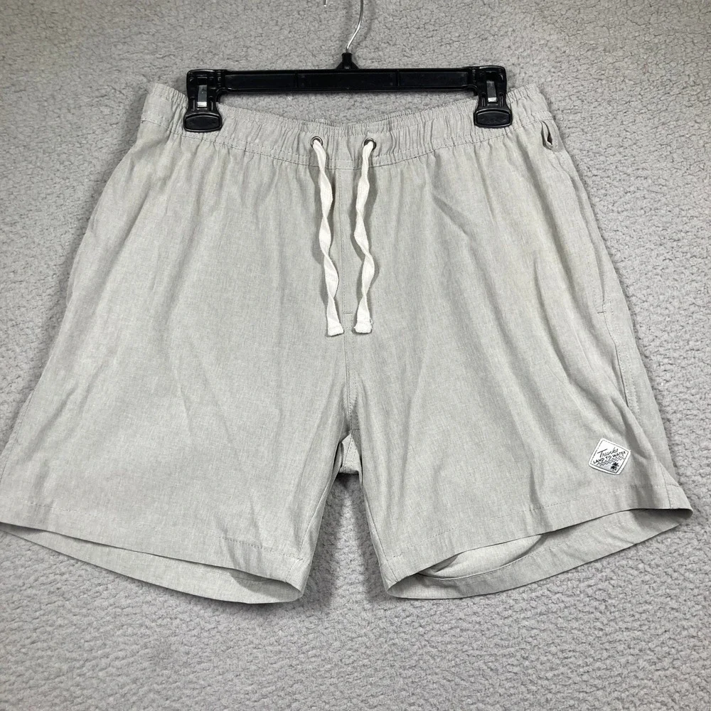 Trunks Surf & Swim Co Hybrid Shorts Mens Med Grey Elastic‎ Drawstring Mesh Line